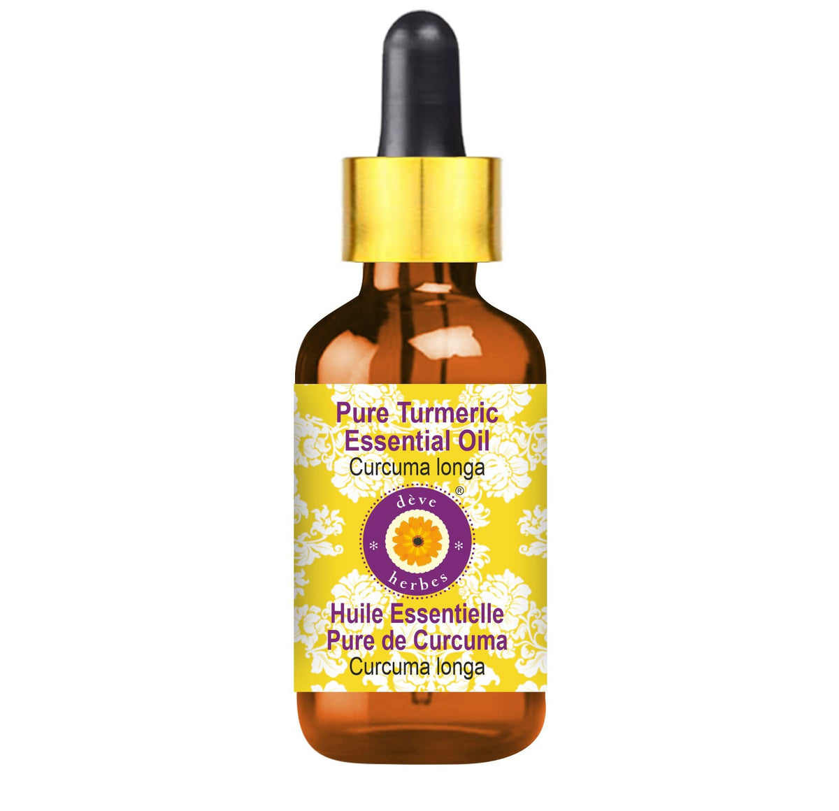 Deve Herbes Turmeric Essential Oil bottle with dropper for precise application