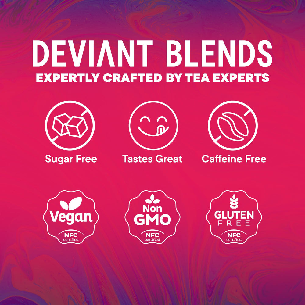 Butterfly pea flower infusion in Deviant Blends tea for vibrant color
