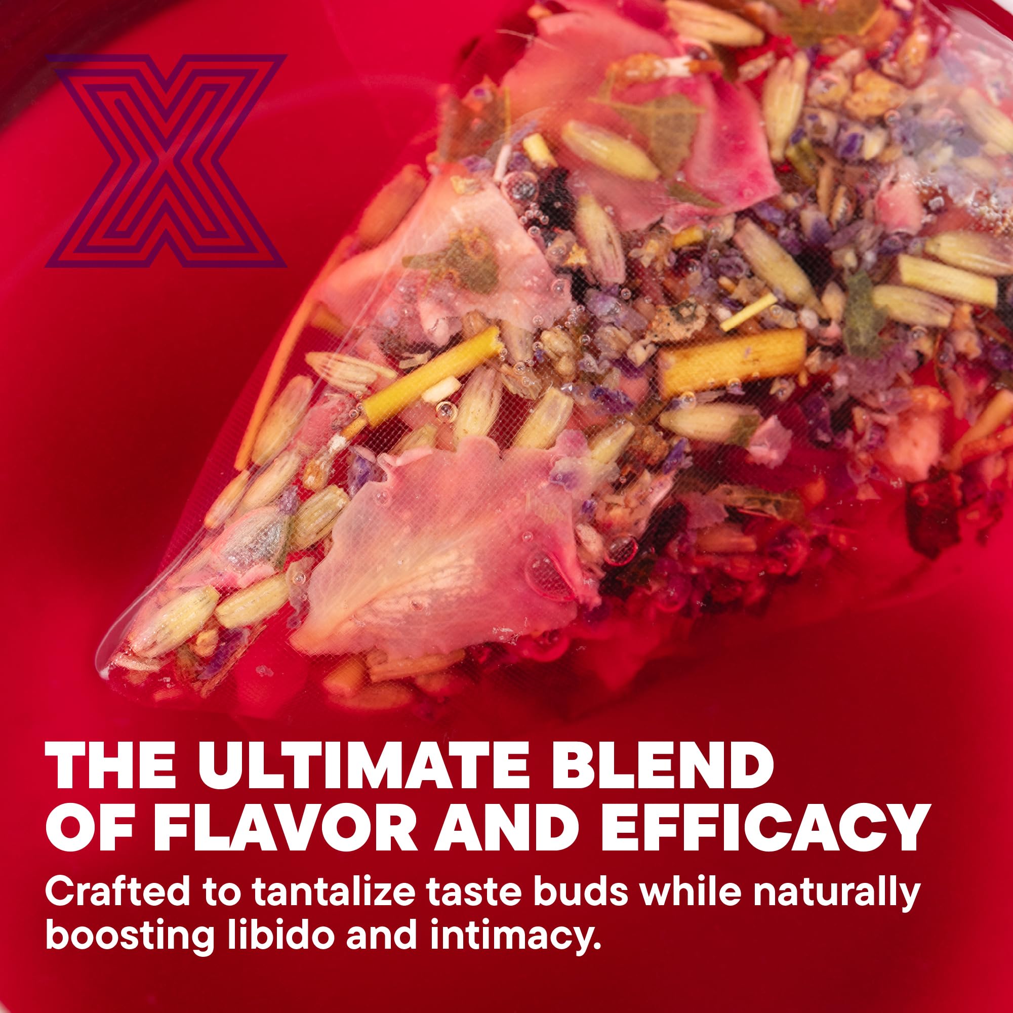Hibiscus and butterfly pea flowers in Deviant Blends brew for color and aroma