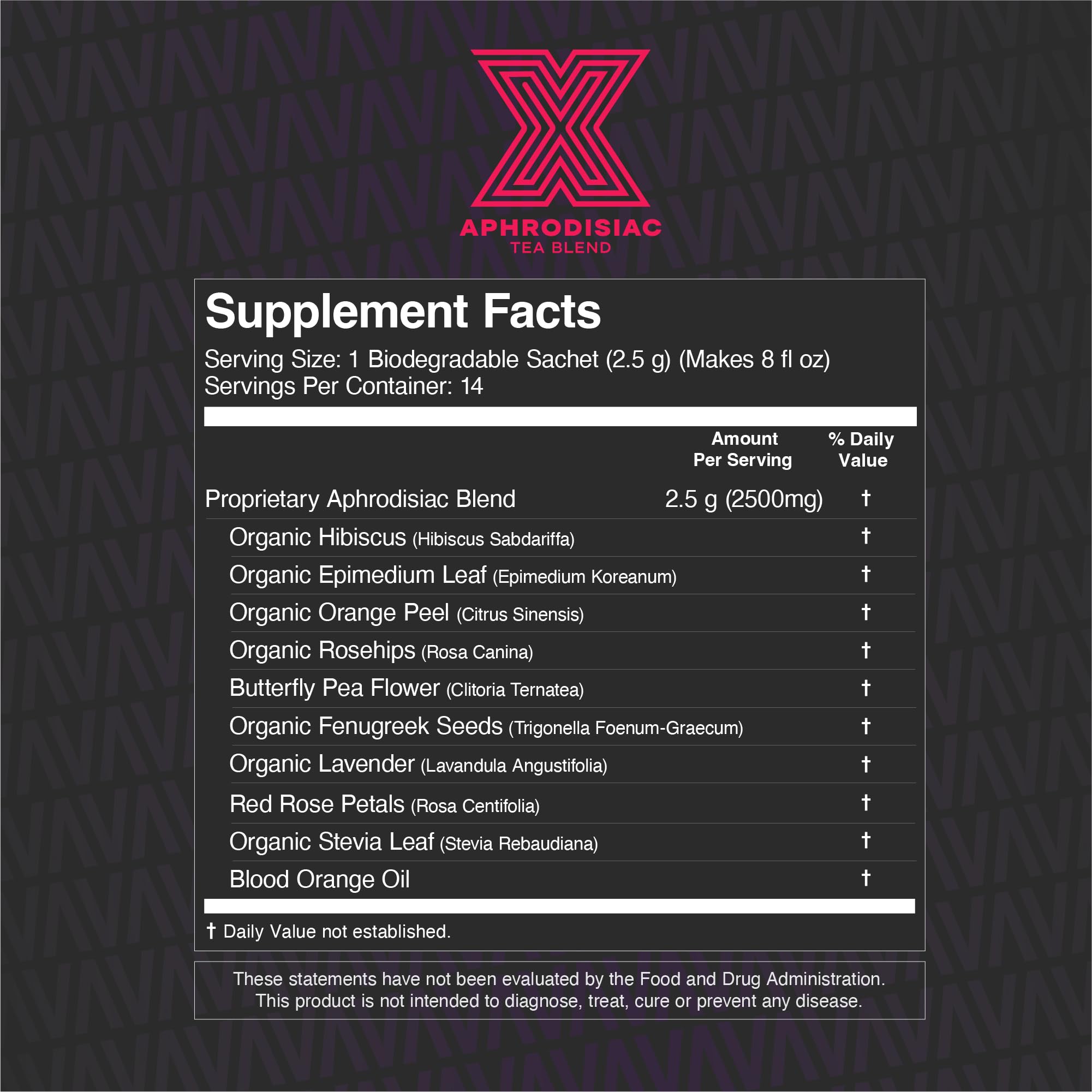 USA-made Deviant Blends aphrodisiac tea showing third-party safety testing seal