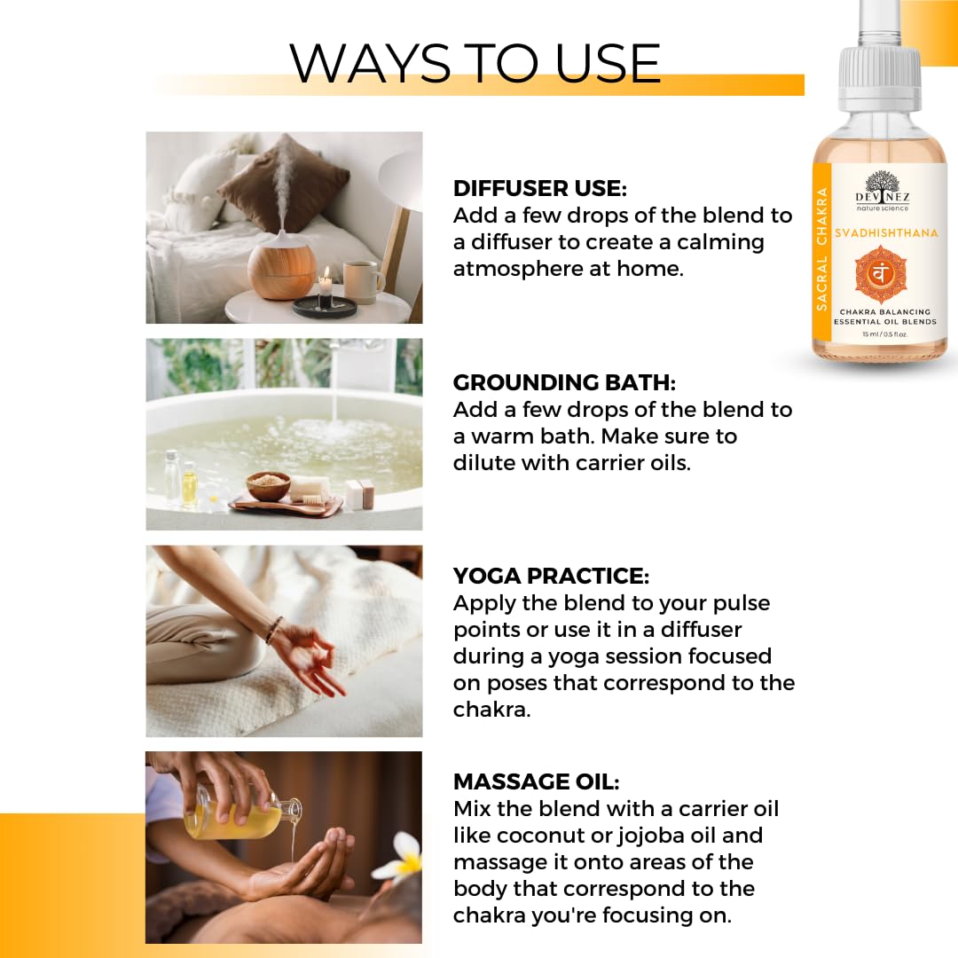 Devinez Sacral Chakra Oil meditation scene with soft lighting and diffuser mist
