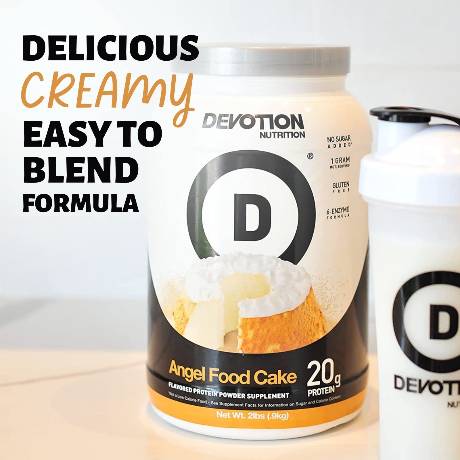 Angel Food Cake pancakes made with Devotion Nutrition powder.