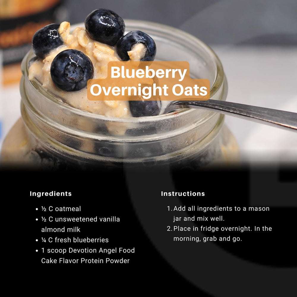 Creamy protein pudding made with Devotion Nutrition Angel Food Cake powder.
