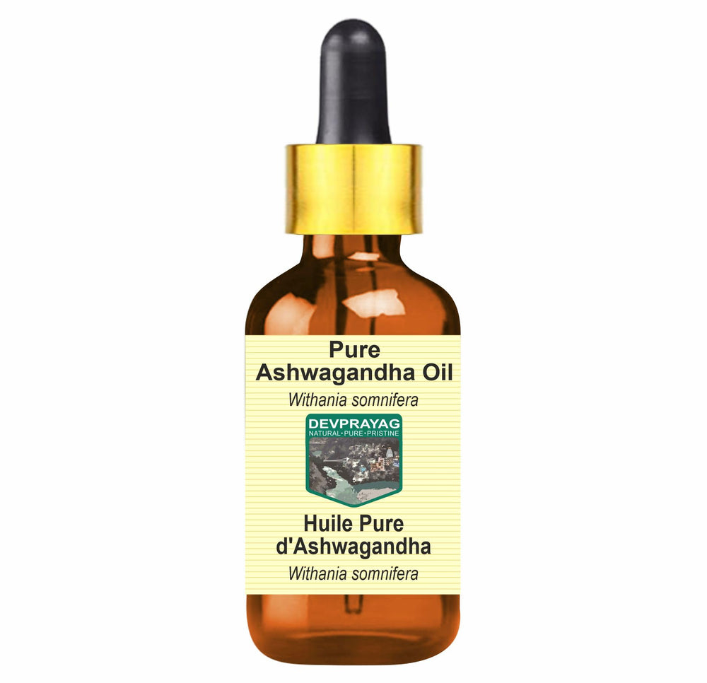 Devprayag Ashwagandha Oil bottle pour for non-sticky facial care and easy application