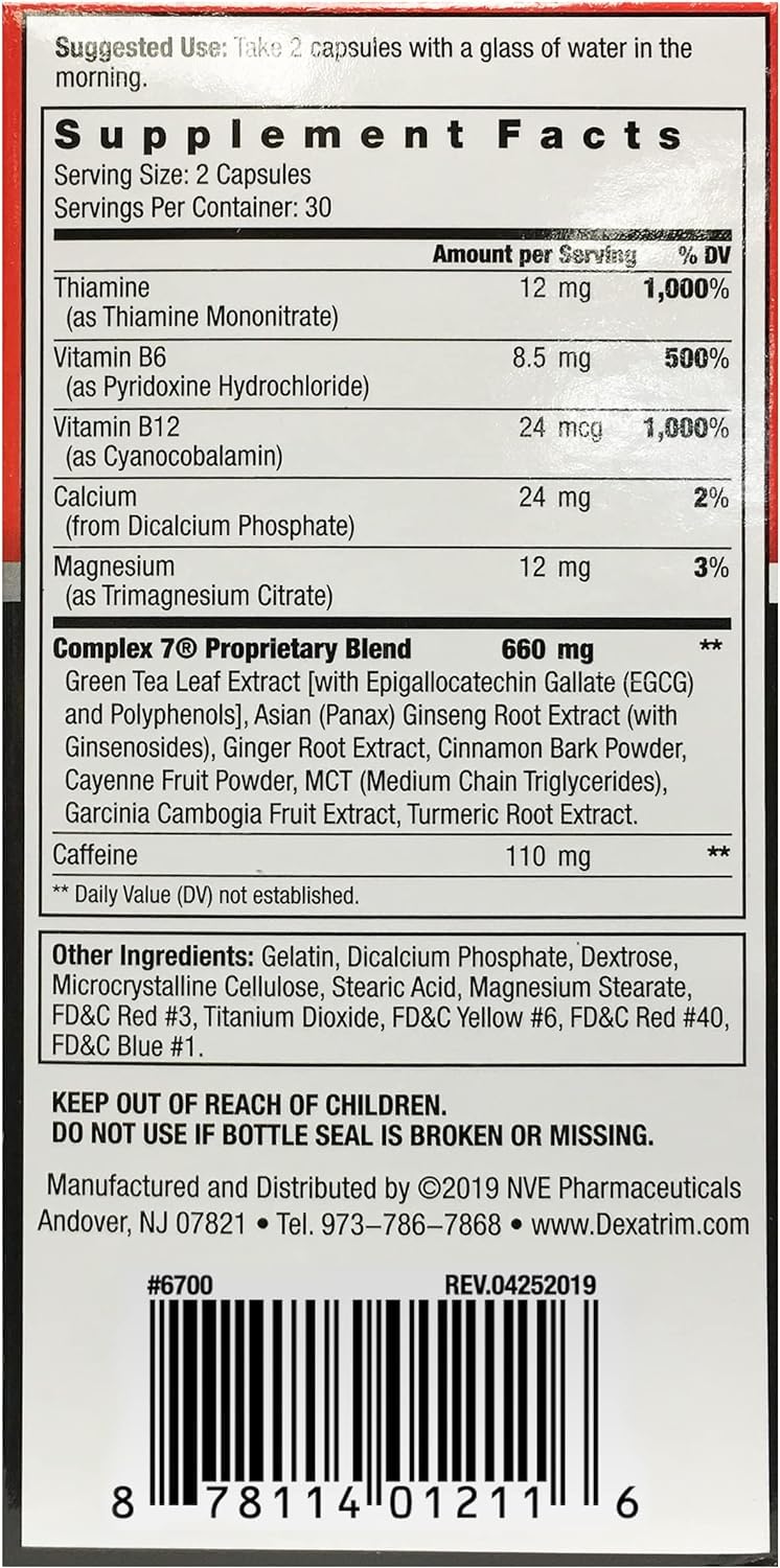 Dexatrim Max Complex 7 packaging side angle suggesting daily use