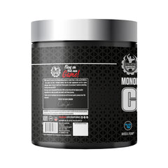 Close-up label highlights purity and quality of creatine monohydrate from DEXTER JACKSON.