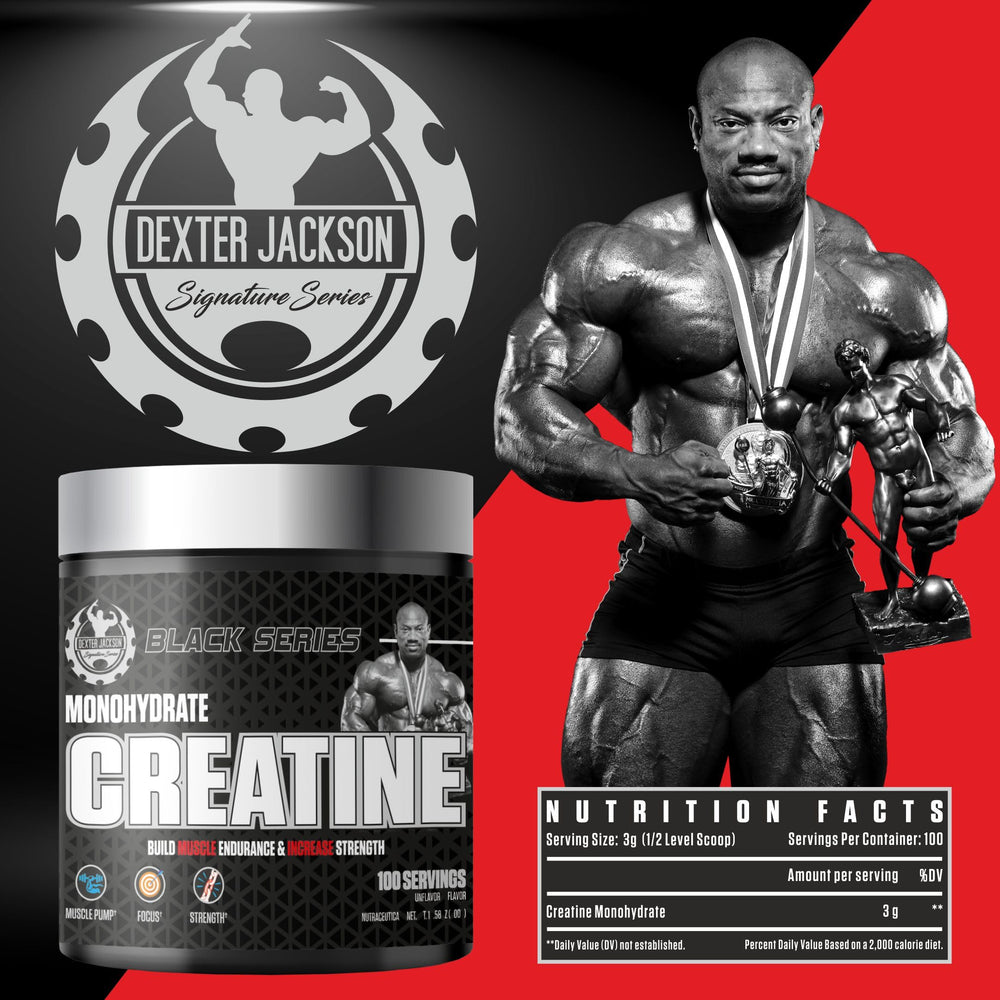 DEXTER JACKSON logo on packaging representing trusted performance for athletes.