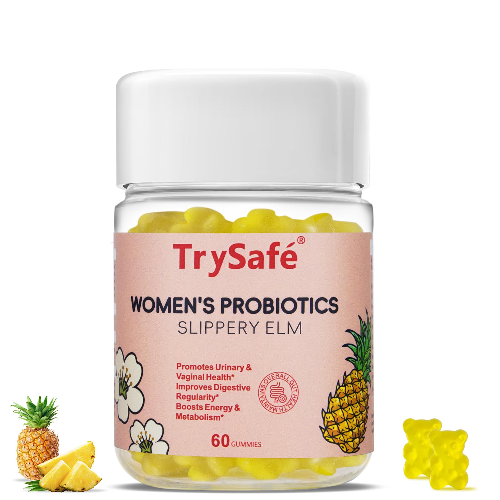 DFP TrySafe Women bottle front, daily probiotic support for gut balance and feminine wellness