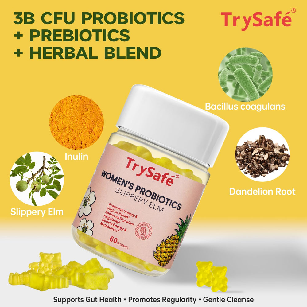 DFP TrySafe Women gummies closeup, easy daily chew for busy lifestyles