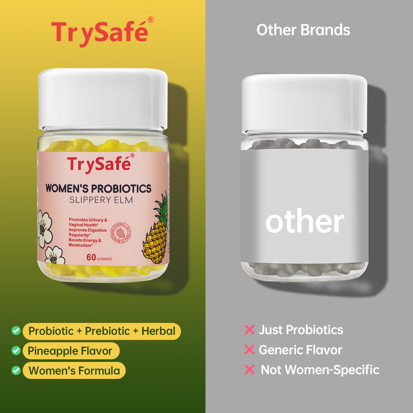 DFP TrySafe Women packaging showing shelf-stable probiotic formula