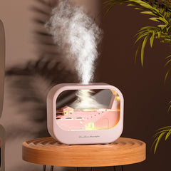 DGFFAN essential oil diffuser pink with mist, creating a calming room ambiance.