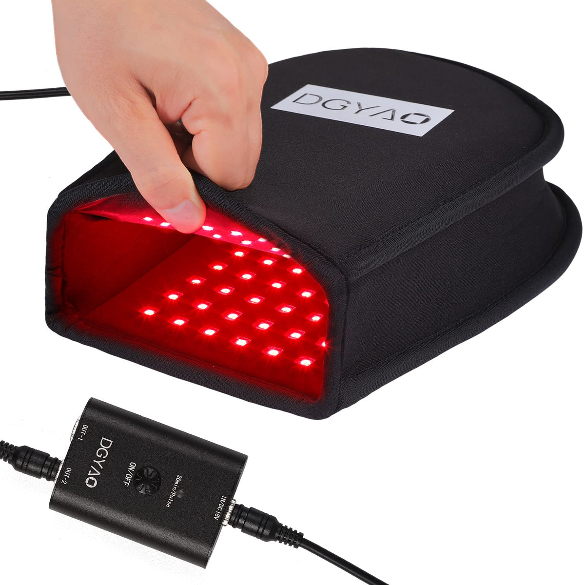 DGQY red light therapy glove worn on hand for comprehensive coverage