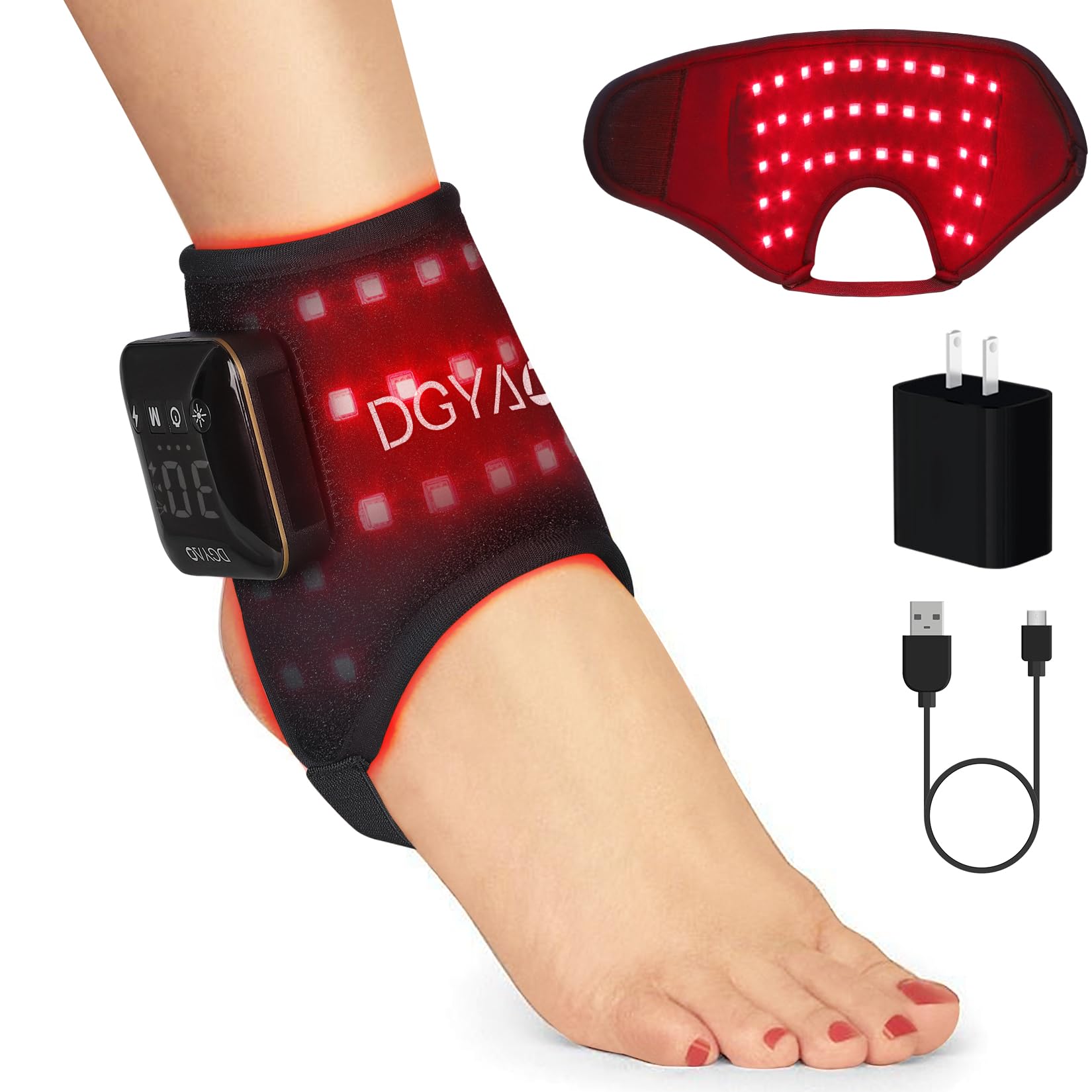 DGXINJUN cordless red light wrap for the ankle offers portable therapy on the go.