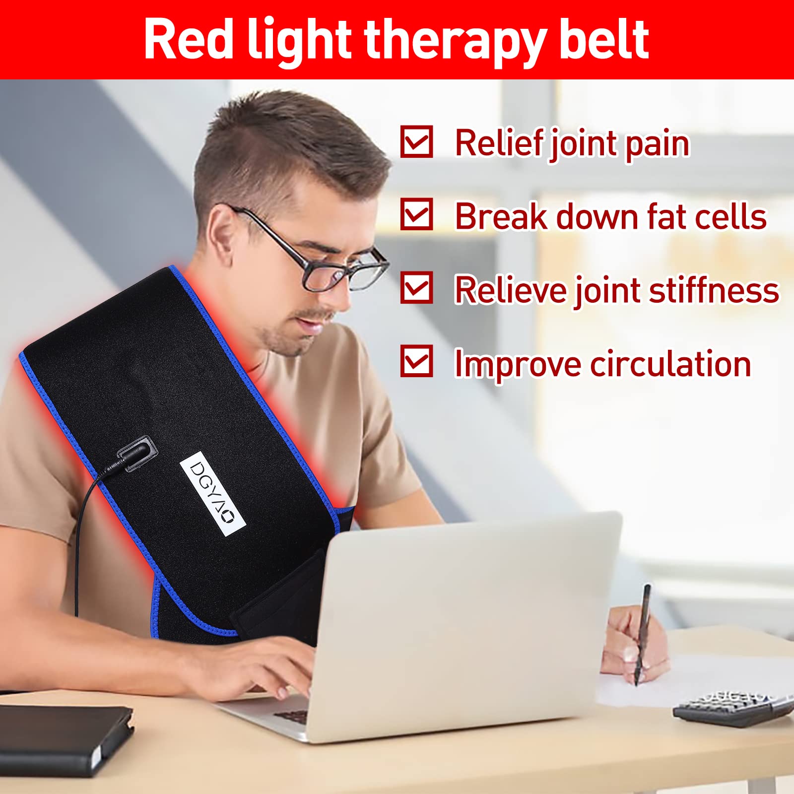 DGXINJUN red infrared belt with extended power cord for flexible setup.