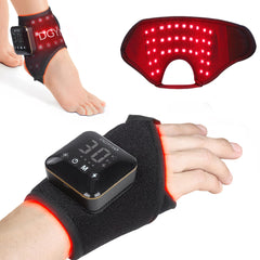 Dialudon cordless red light therapy for the ankle in use on the leg for targeted warmth