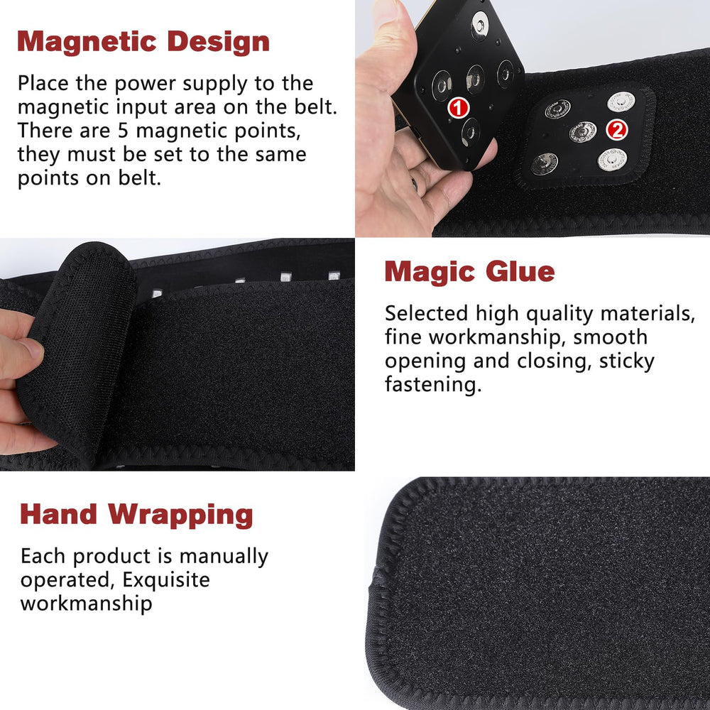 Therapy modes panel displaying red, infrared, and pulsing options