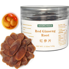 Dian Mai Hao red ginseng slices packaging highlights sugar-free, premium herbal roots.