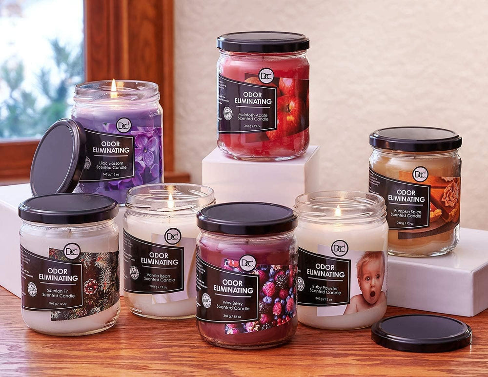Dianne's Horchata candle in room setting demonstrates quick odor-neutralizing potential.