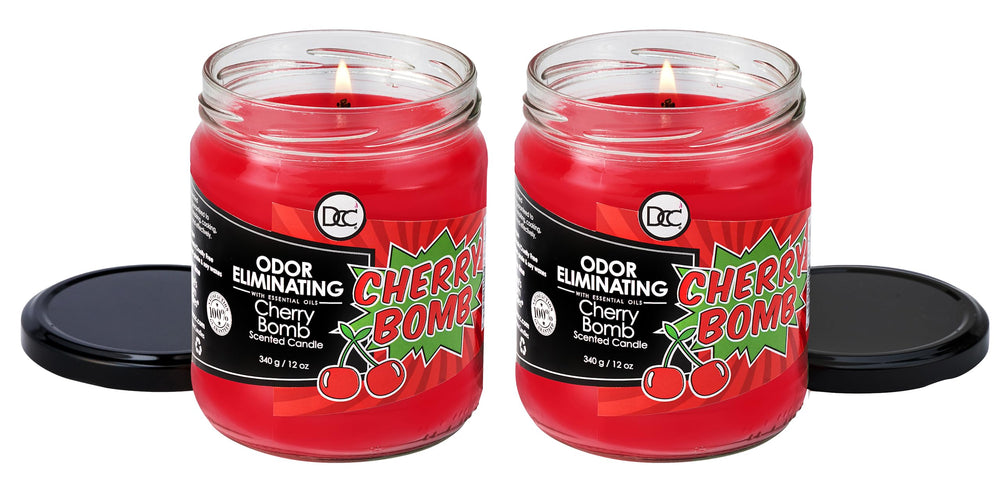 Dianne's Custom Candles Cherry Bomb 12 oz candle with lead-free wick for clean burns.