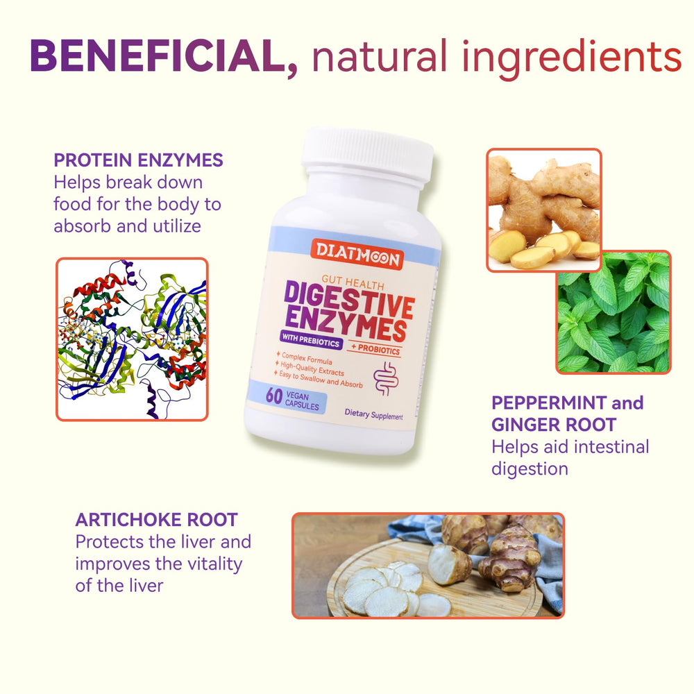 Diatmoon's 60-count bottle stands ready for everyday digestion support.