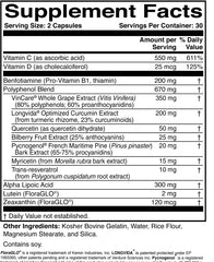 DiaVis packaging and illustration emphasizing comprehensive vascular support for vision and nerves.