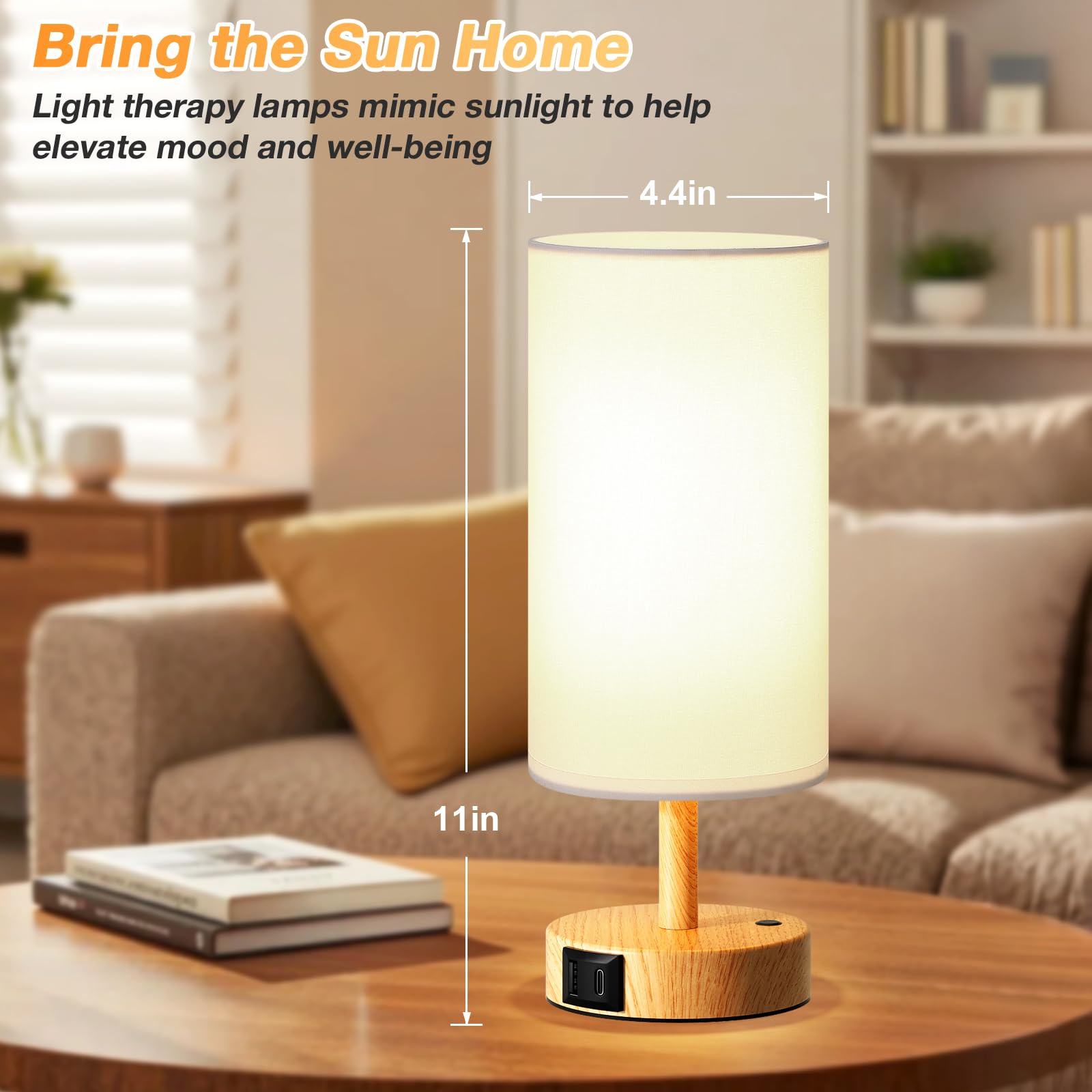 Dicoool nightstand-use lamp with built-in charging and soft lighting.