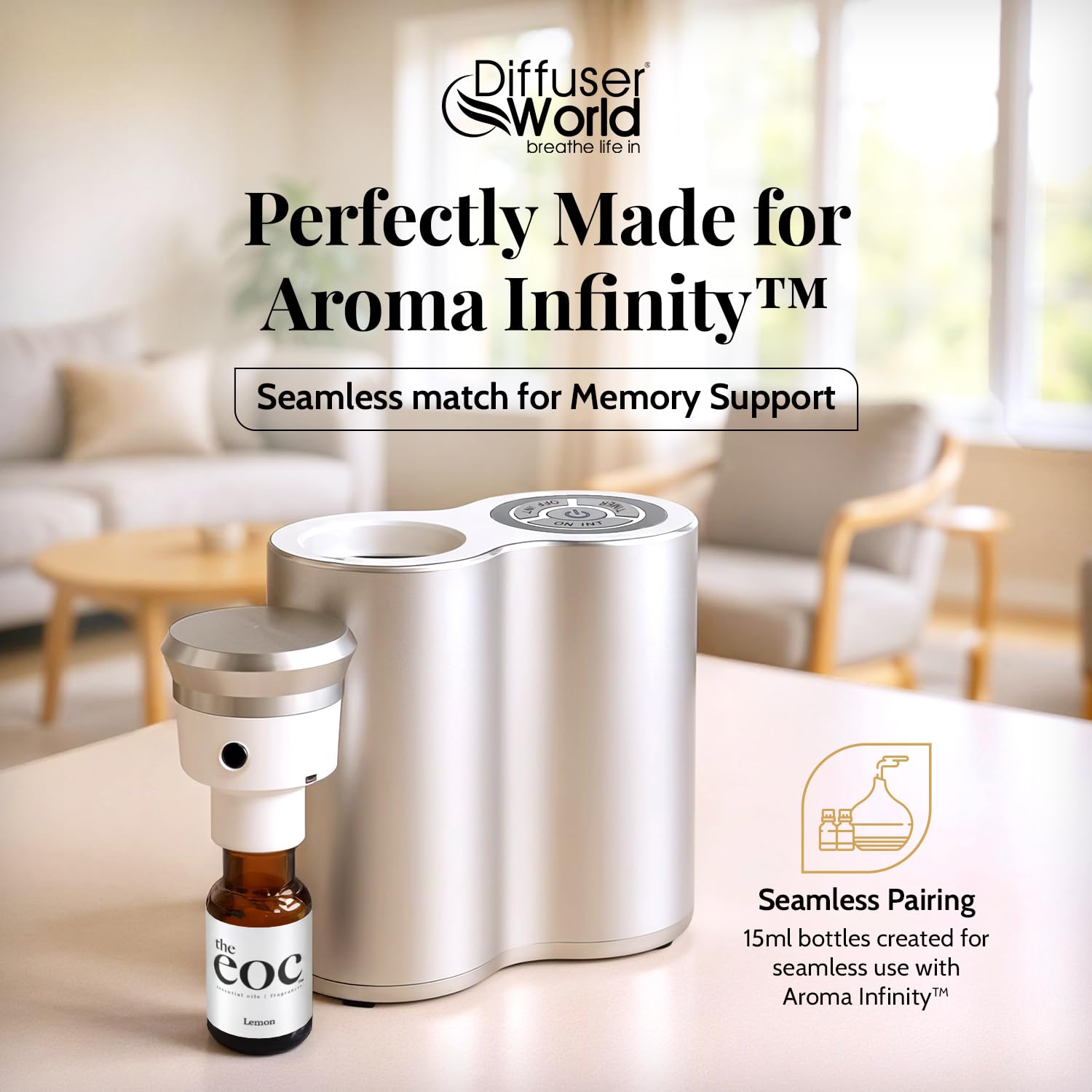 DIFFUSER WORLD Rosemary bottle pour provides a woodland-inspired fragrance for DIY projects.