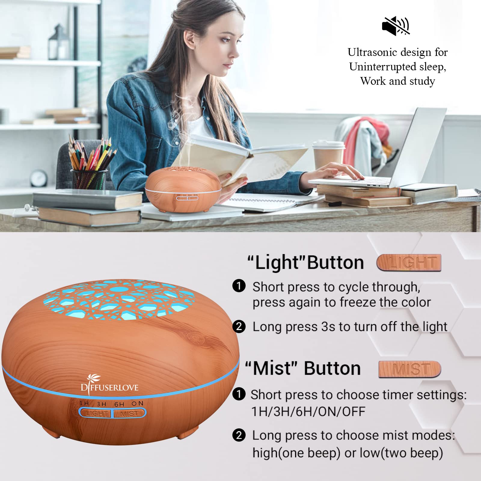 Diffuserlove 550ml capacity supports longer sessions without frequent refills.
