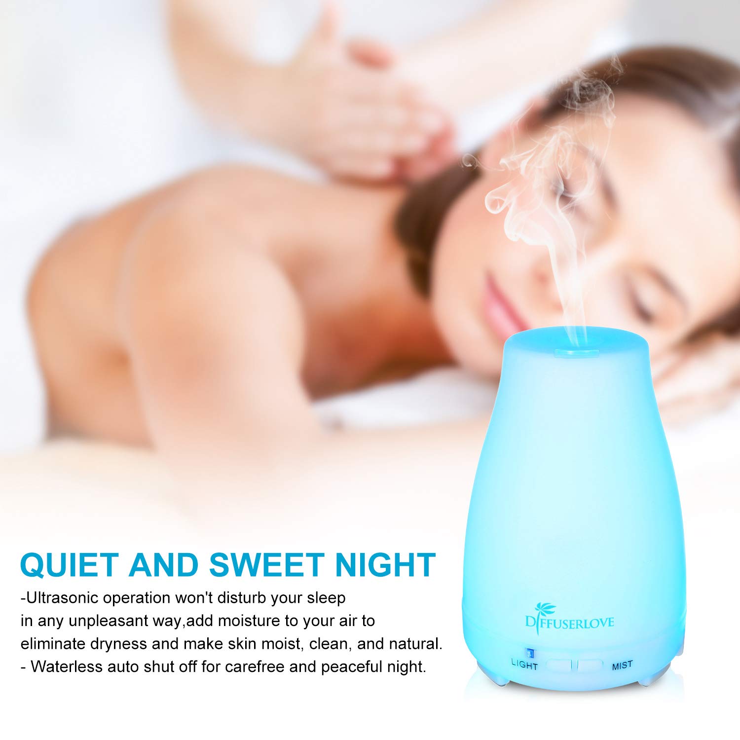 Diffuserlove continuous and intermittent mist modes for customizable aroma.