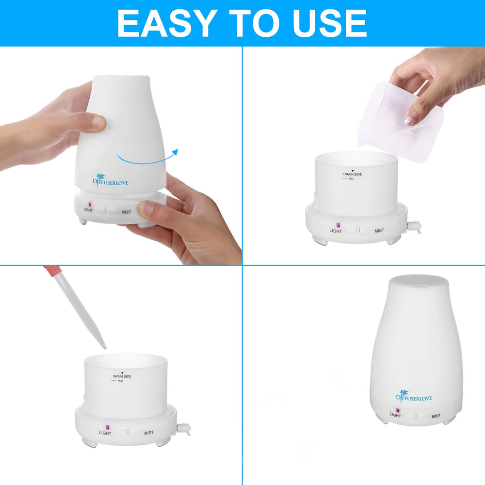 Diffuserlove palm-sized diffuser easily fits on a desktop.