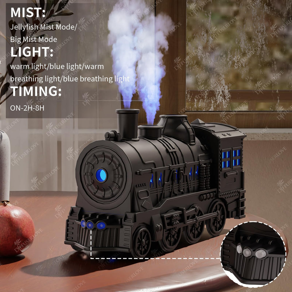 Diffuserlove Train Diffuser night light creates cozy ambiance in bedroom