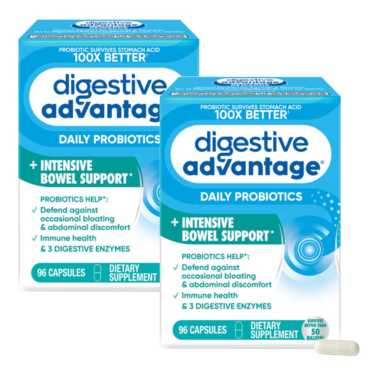 Digestive Advantage IBS Probiotics bottle with 96-day supply supports gut health