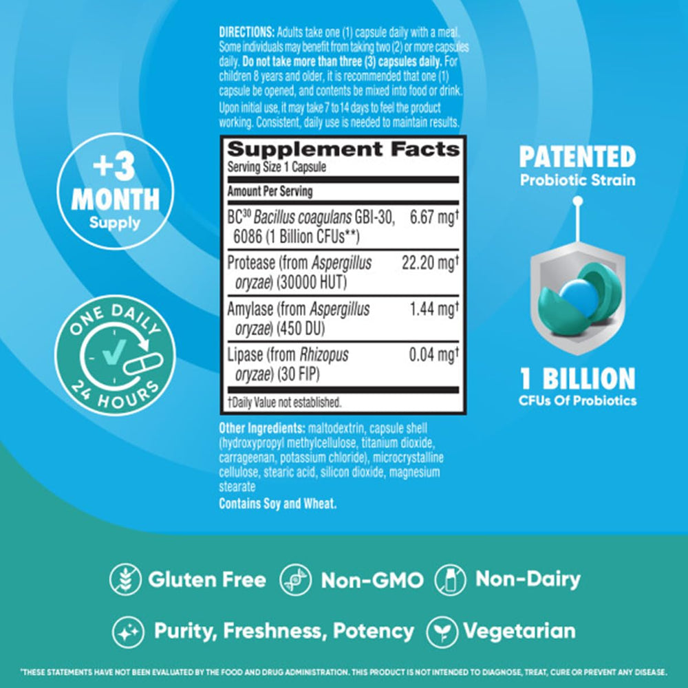 Non-GMO vegetarian certification icon beside Digestive Advantage