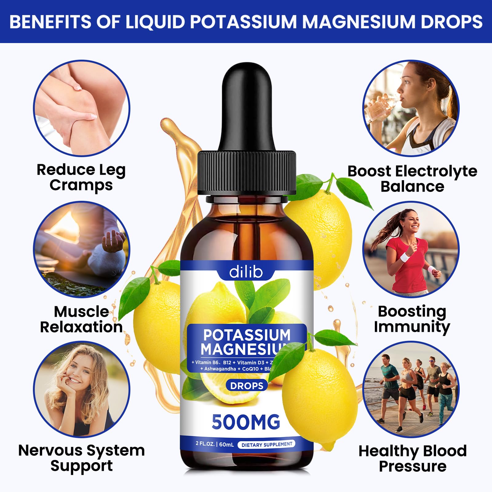 Dilib Ashwagandha calcium zinc drops close-up bottle