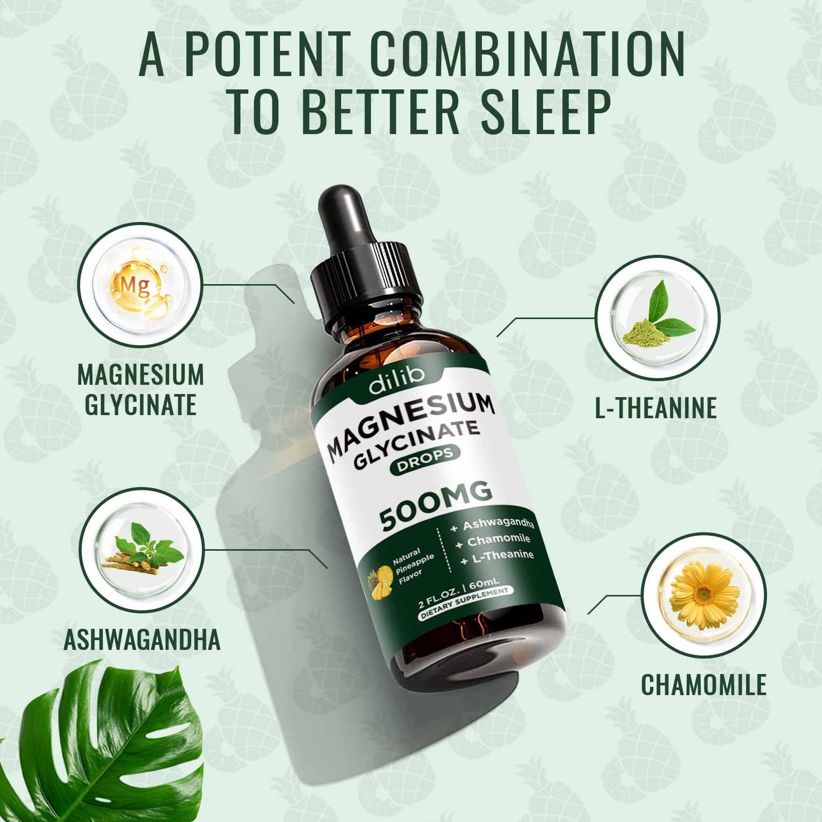 dilib ashwagandha l-theanine chamomile blend bottle label relaxation