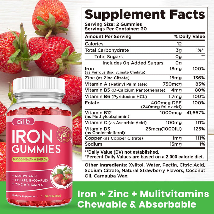 Dilib Iron Gummies vegan-friendly packaging appeals to health-conscious shoppers.