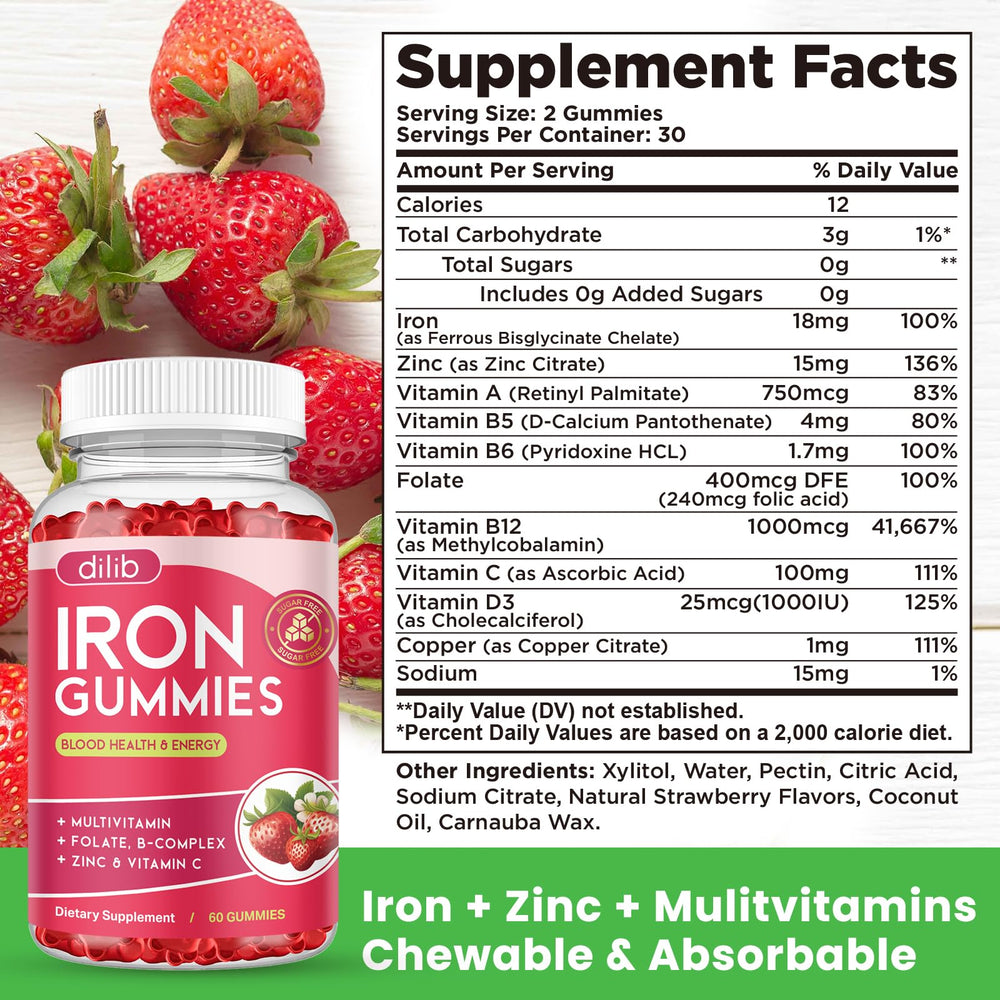 Dilib Iron Gummies vegan-friendly packaging appeals to health-conscious shoppers.