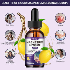 Dilib Magnesium Glycinate Drops ingredients graphic highlights magnesium glycinate and calming botanicals