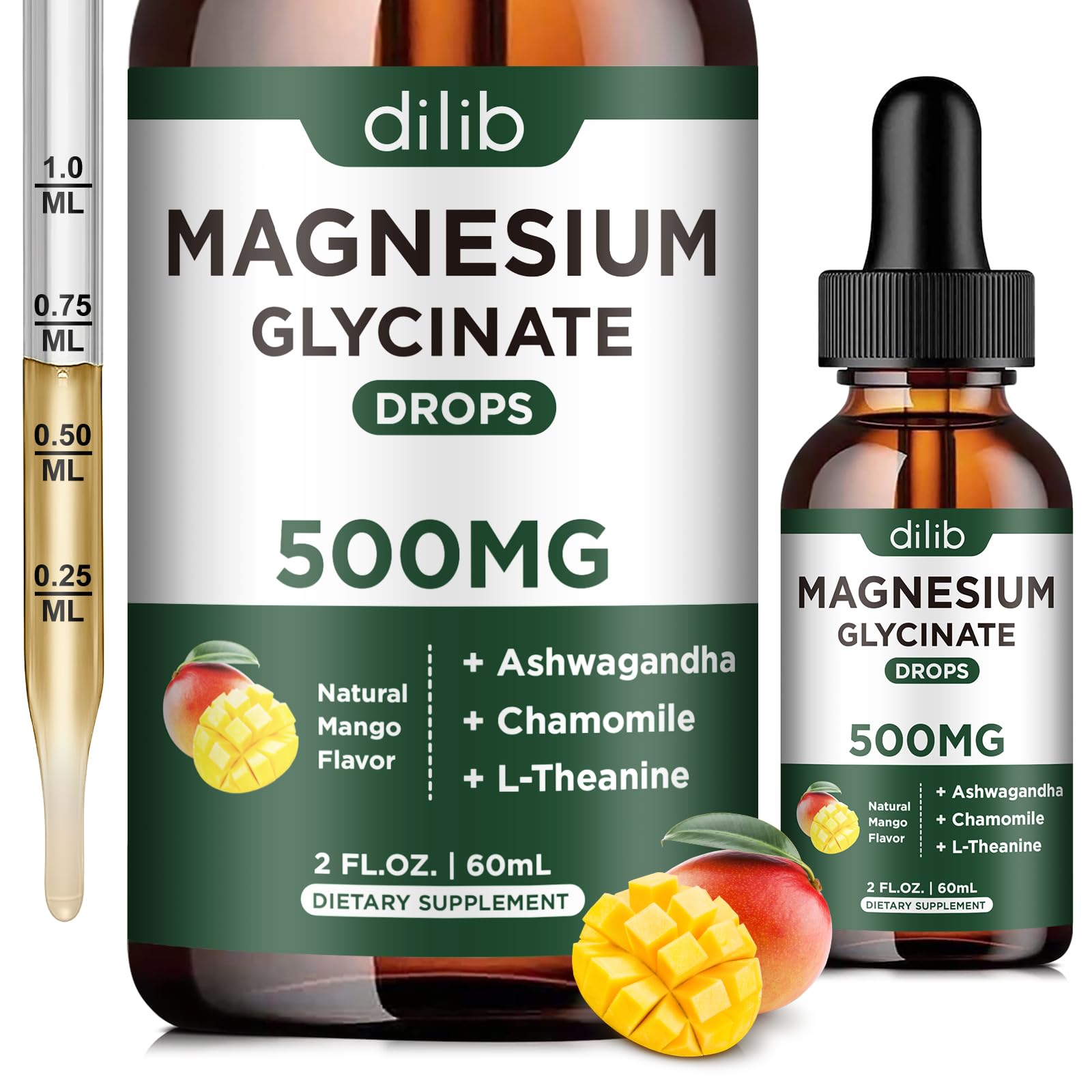 Dilib magnesium glycinate drops mango bottle for a calm daily routine.