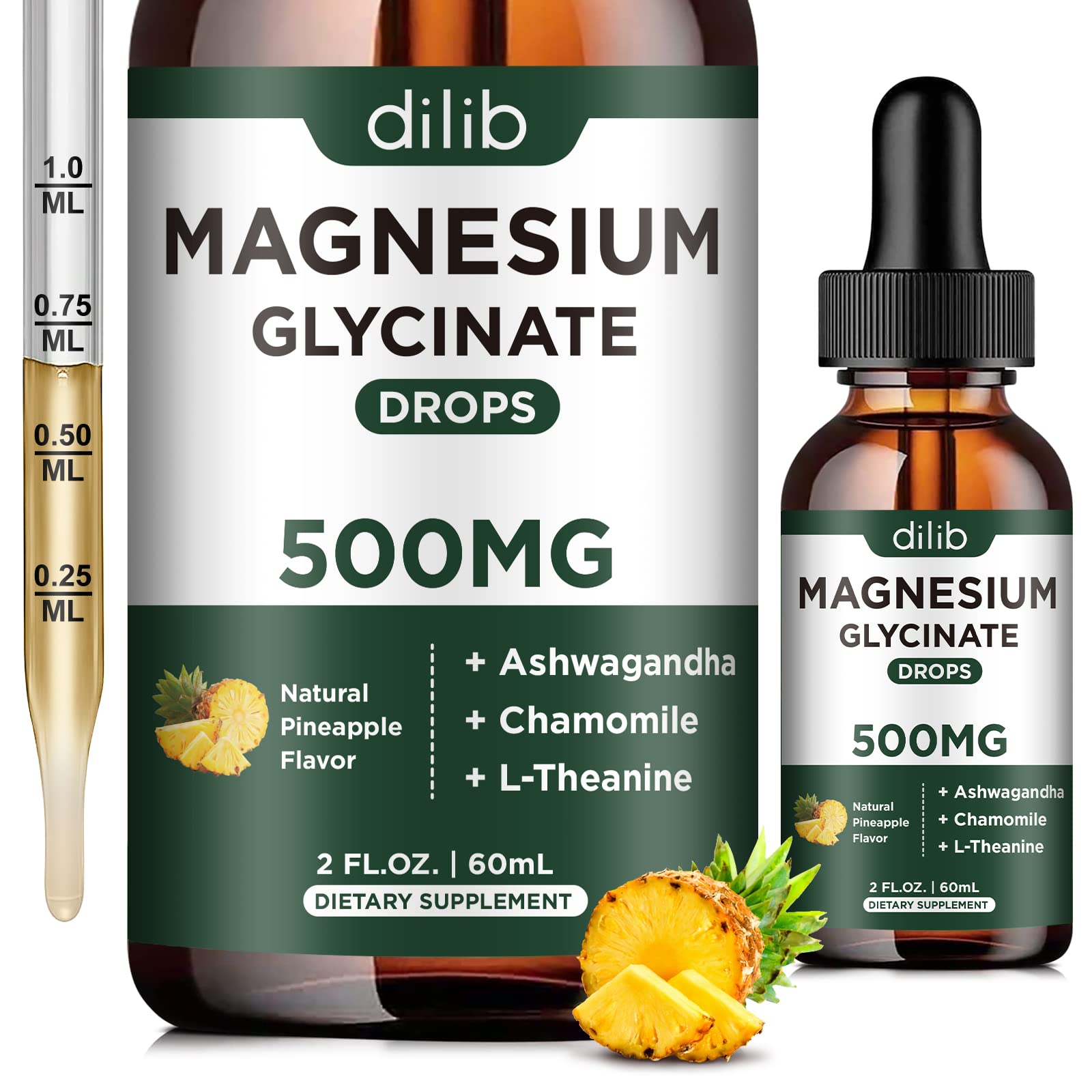 dilib magnesium glycinate liquid bottle for calm support