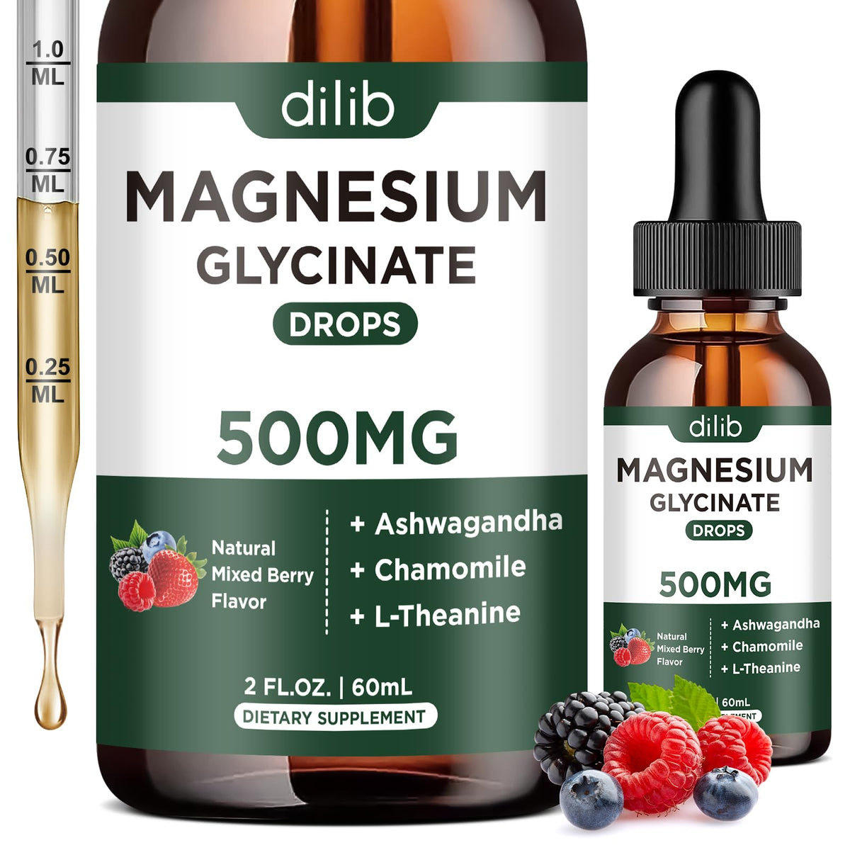 Dilib magnesium glycinate liquid drops bottle pour for quick daily use