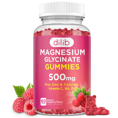 Dilib Magnesium Gummies raspberry bottle front for daily calm and sleep support.