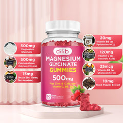 Dilib Magnesium Gummies closeup showing raspberry flavor and chewable texture.