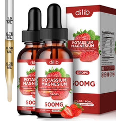 Dilib potassium-magnesium citrate drops bottle ready for daily use, highlighting convenient liquid form