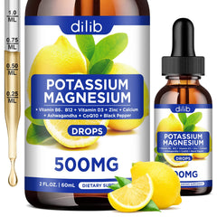 Dilib potassium magnesium citrate drops bottle with lemon flavor for easy daily use