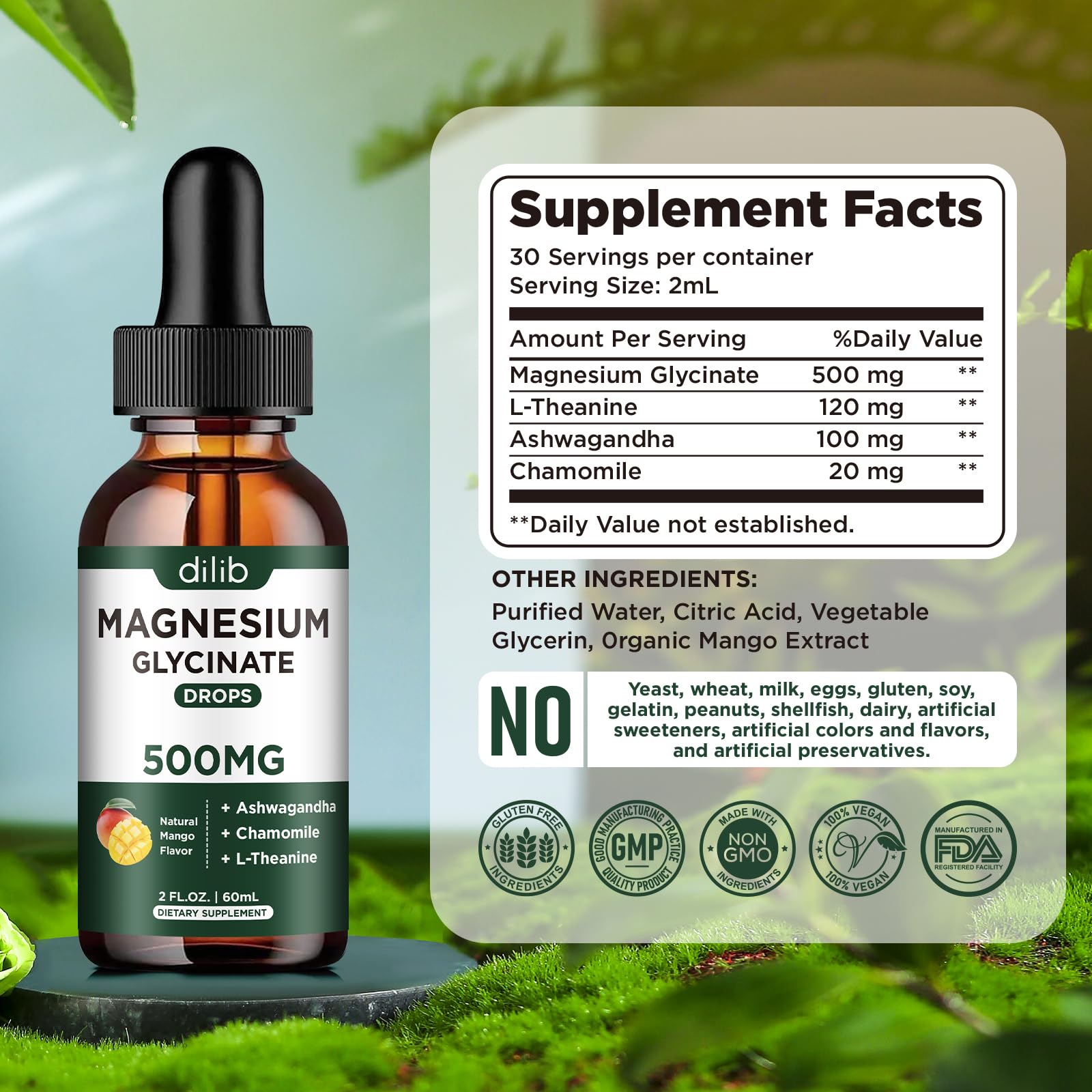 Dilib rapid absorption under-tongue drops designed for quick uptake.