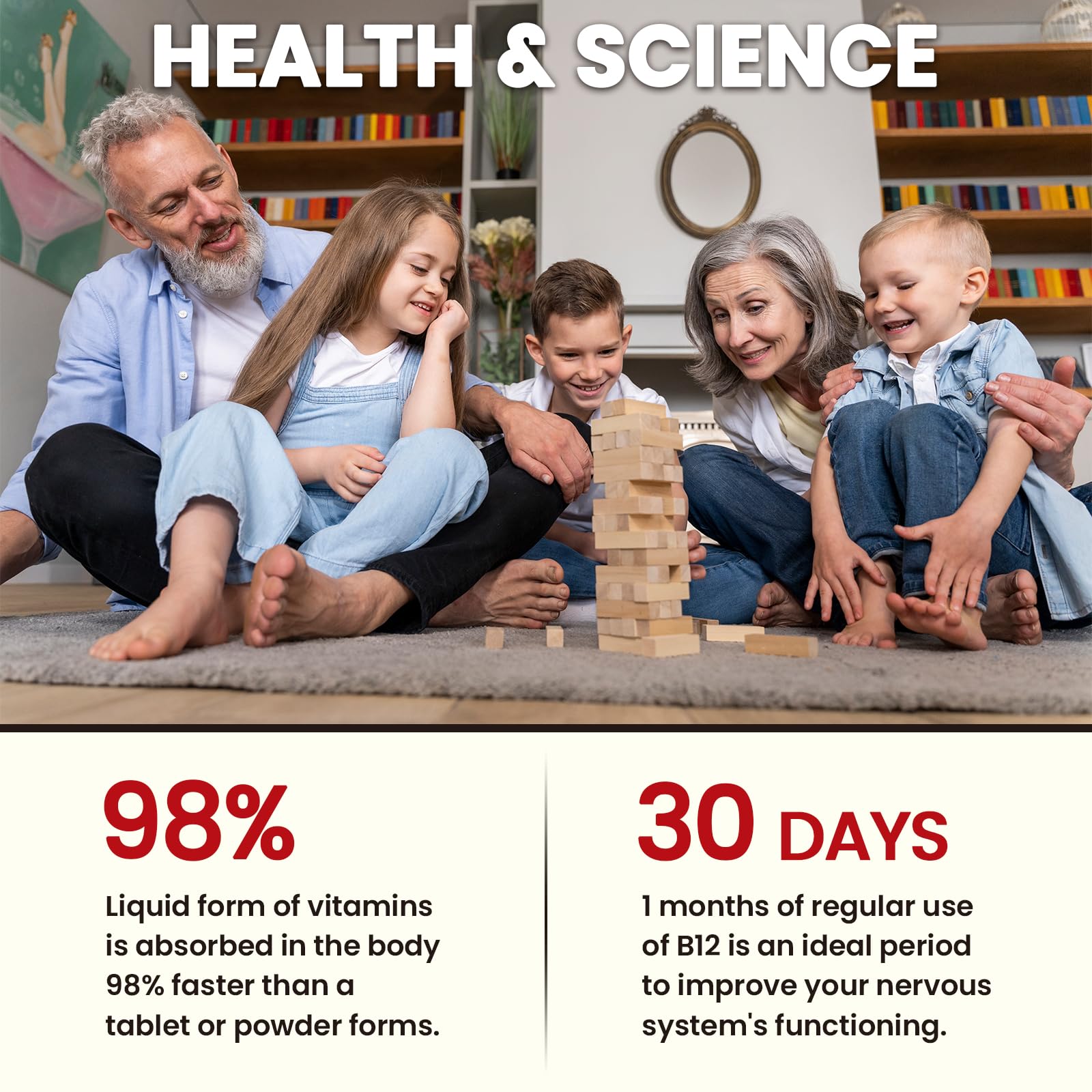 Nutrition facts panel on Dilib B12 bottle, showcasing the complex details.