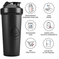 Diliqua 24oz shaker bottle with stainless wire whisk for smoother shakes.