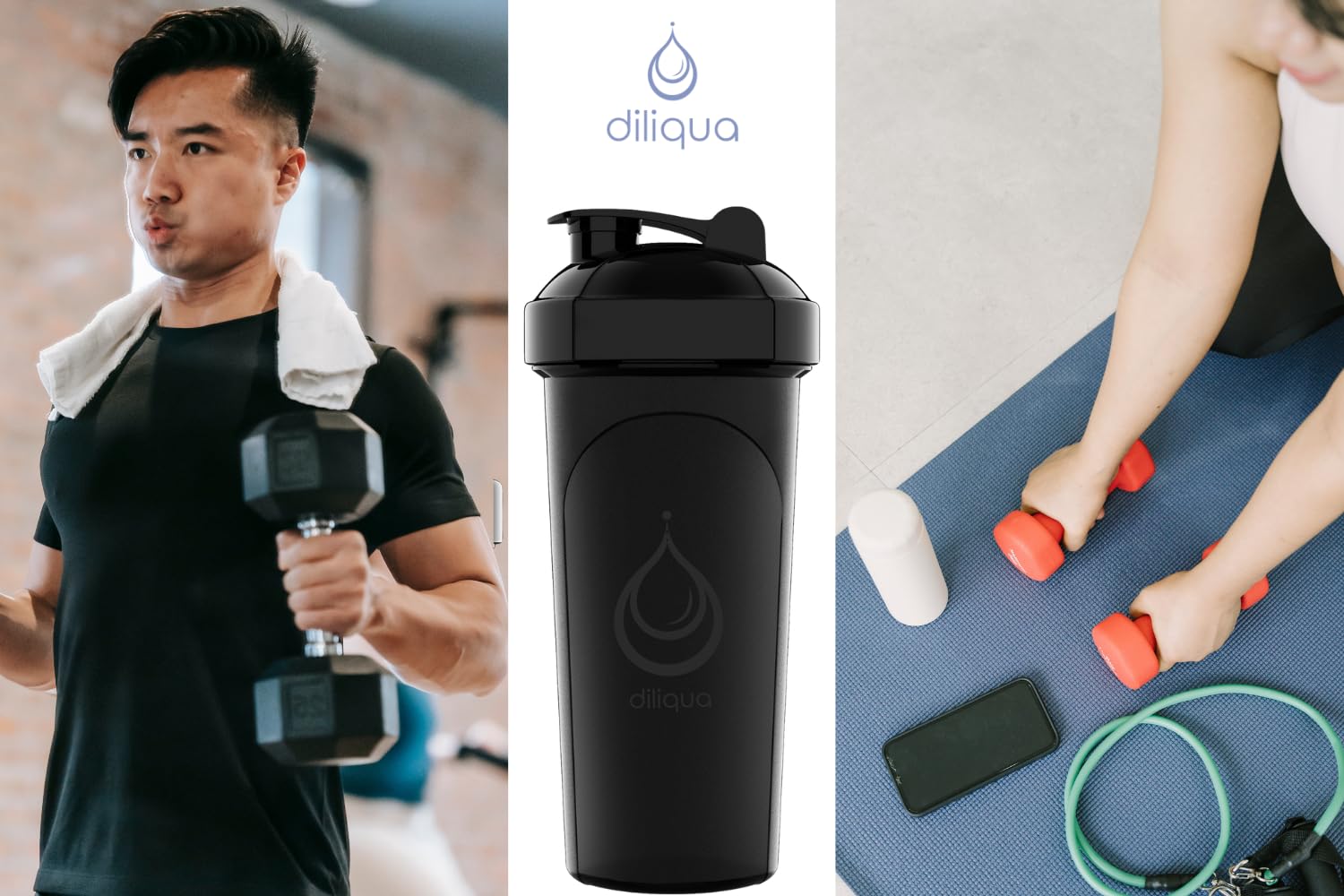 Diliqua 24oz shaker capacity fits standard servings.