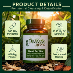 Dimmak Herbs Blood Purifier ingredients showcase herbal detox blend.
